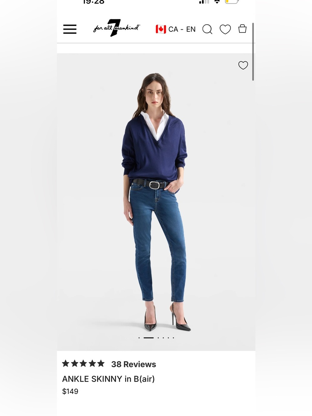 $149 7 FOR ALL MANKIND, the ankle skinny in B(air)